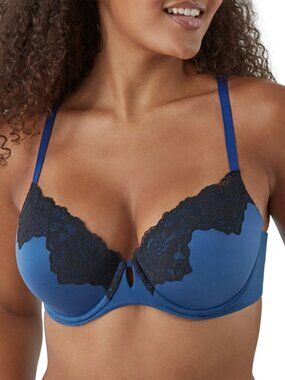 Maidenform Comfort Devotion Your Lift Underwire Bra Blue Black Lace 34A NWT